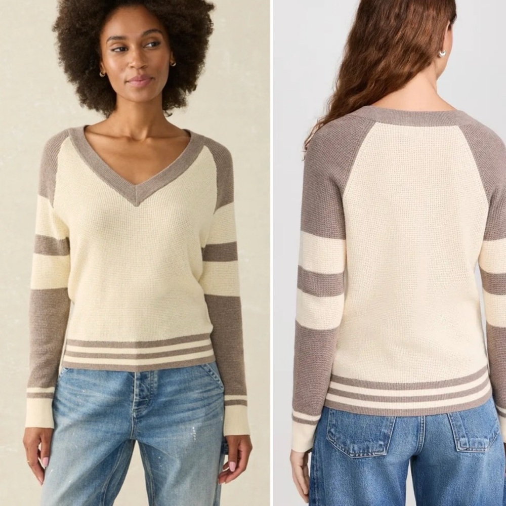 BOGO! Faherty Throwback Waffle Knit Pullover Crea… - image 2